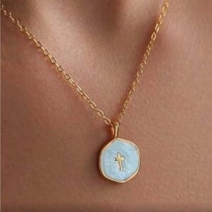 Cross Necklace - Blue
